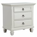 Homeroots Plantation 3 Drawer Nightstand, White 399249